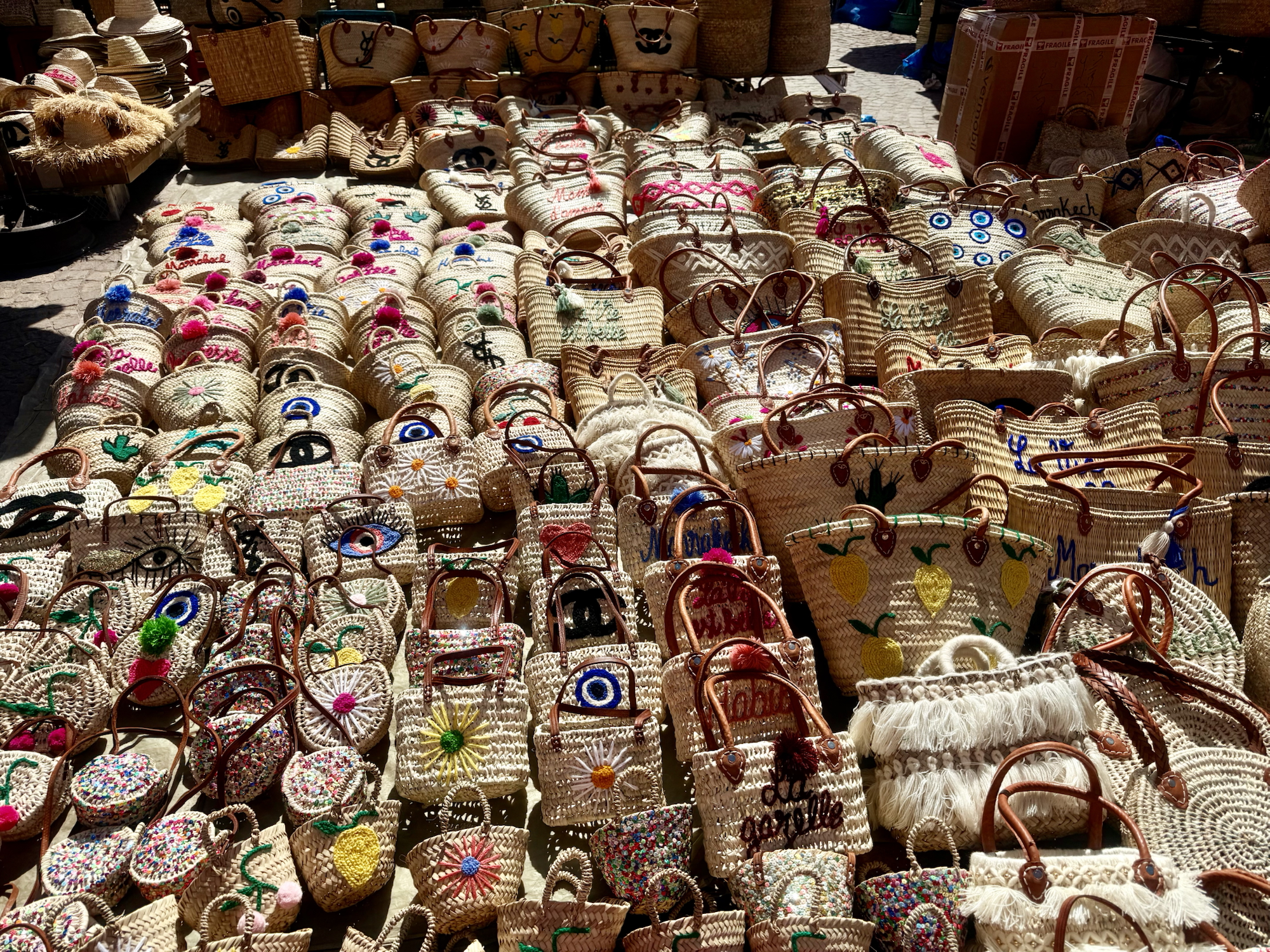 Basket stall in Marrakech medina 